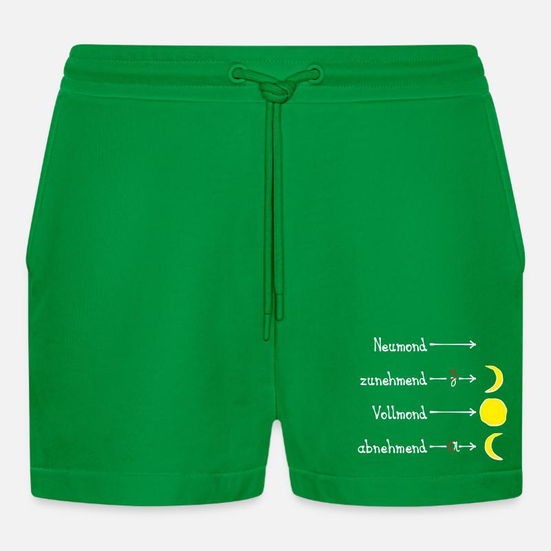 Mondphasen mit Eselsbrücke - hell - Organic Relaxed Cropped Shorts Made in EU - City Green