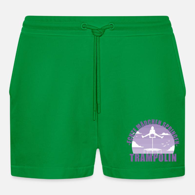 Echte Mädchen springen Trampolin Geschenk - Organic Relaxed Cropped Shorts Made in EU - City Green