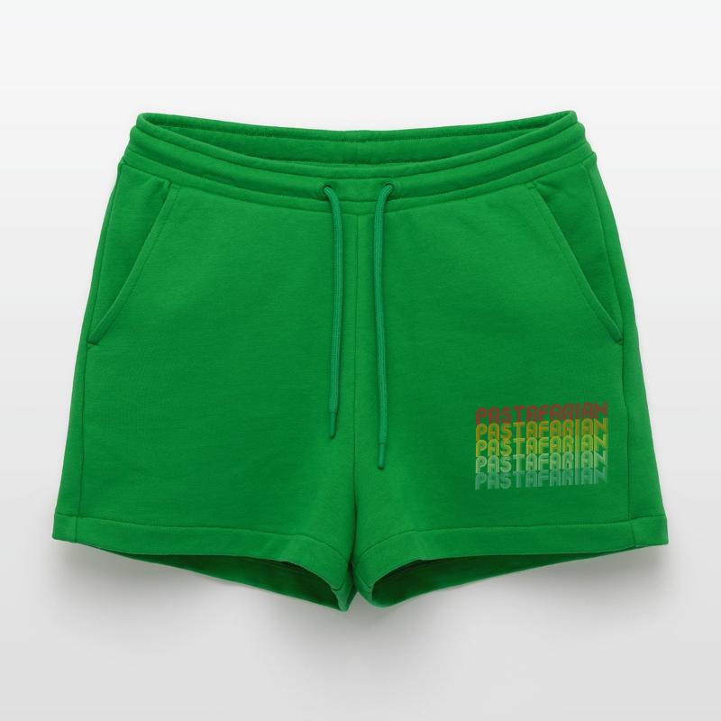 Rainbow Font Stack Pattern Organic Relaxed Cropped Shorts Made in EU