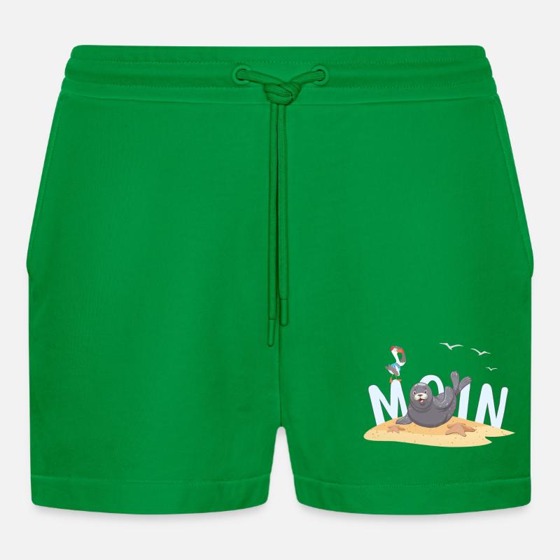Moin Robbe Möwe Strand - Organic Relaxed Cropped Shorts Made in EU - City Green