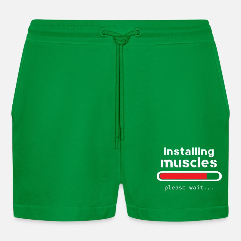 installing muscles - Organic Relaxed Cropped Shorts Made in EU - City Green