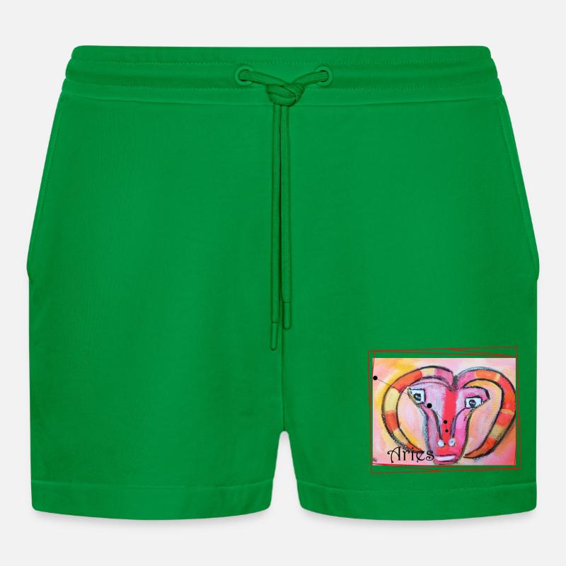 Widder Regenbogen Himmlische Kunst - Organic Relaxed Cropped Shorts Made in EU - City Green