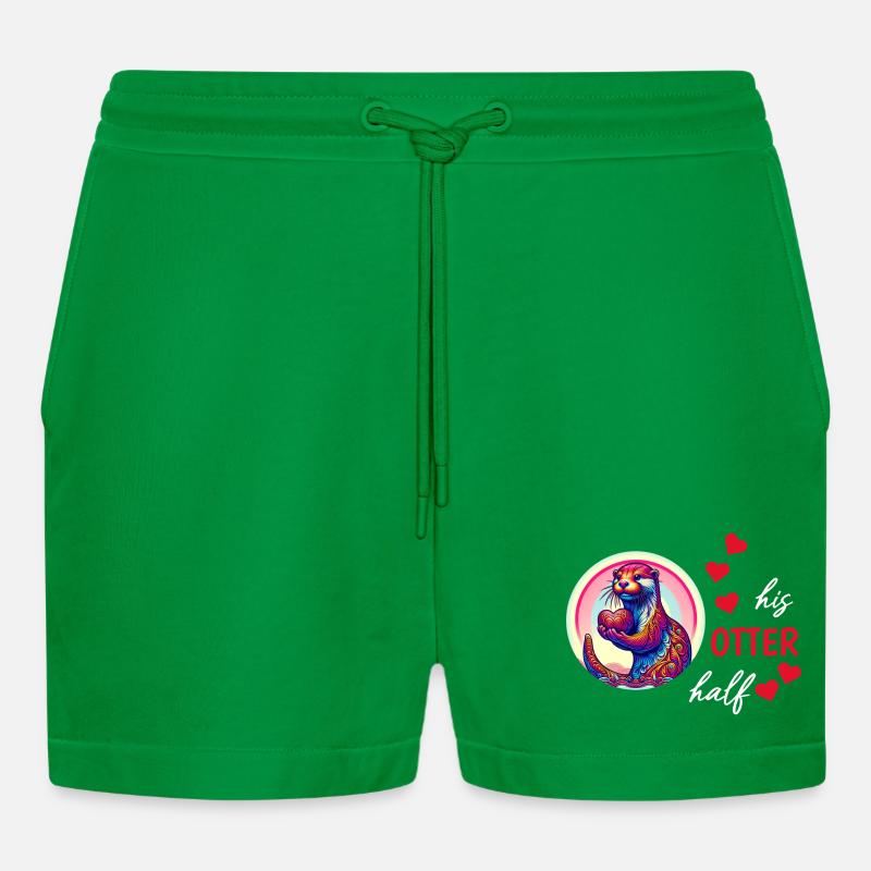 Otter half liebe geschenk - Organic Relaxed Cropped Shorts Made in EU - City Green