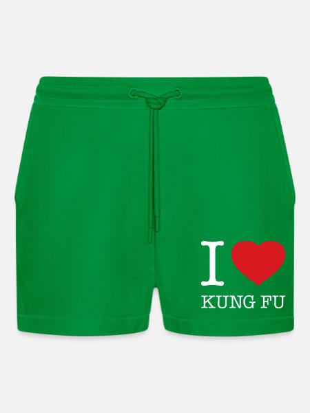 I LOVE KUNG FU - Organic Relaxed Cropped Shorts Made in EU - City Green