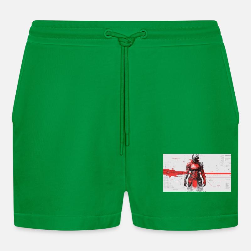 Futuristischer Cyber-Samurai - Organic Relaxed Cropped Shorts Made in EU - City Green