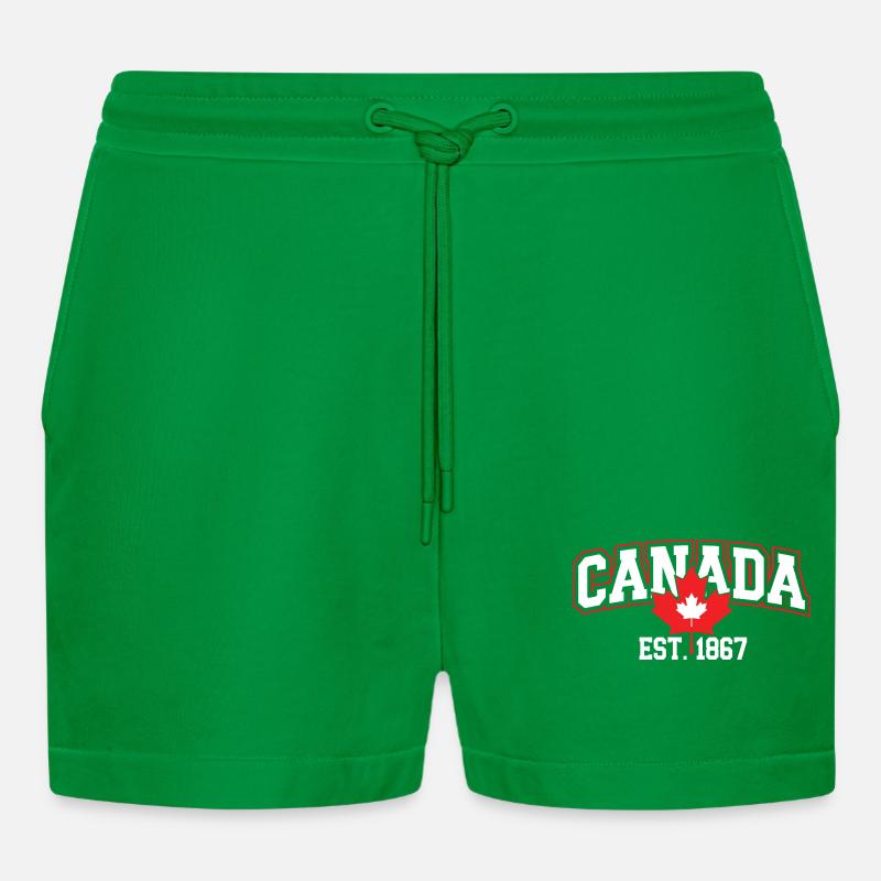Canada Patriotic Maple Leaf Design - Organic Relaxed Cropped Shorts Made in EU - City Green
