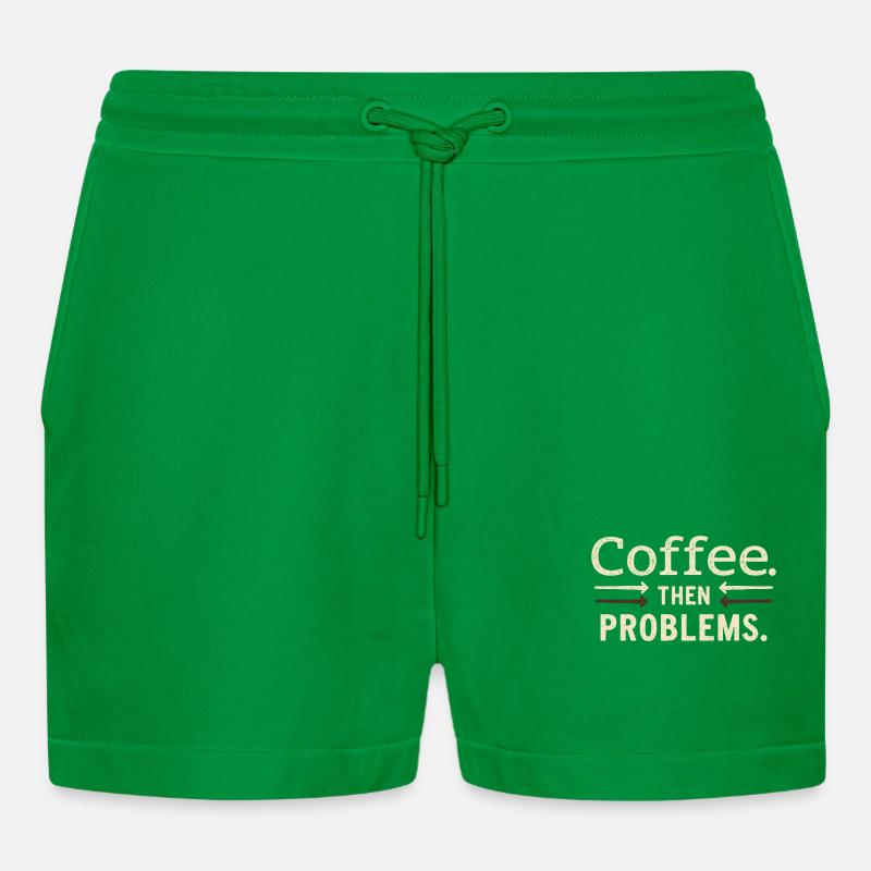 Coffee, then problems saying - Organic Relaxed Cropped Shorts Made in EU - City Green