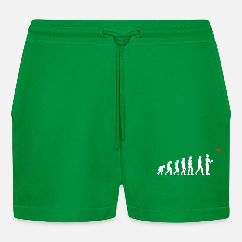 Evolution des Menschen Drohne Pilot - Organic Relaxed Cropped Shorts Made in EU - City Green