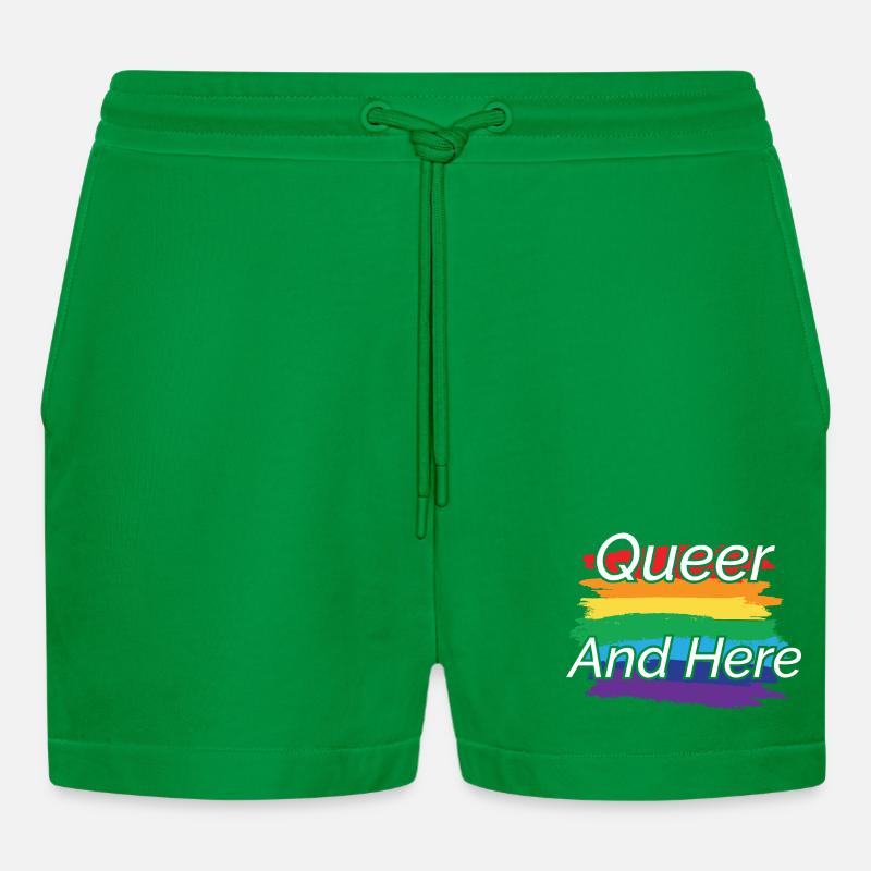 Queer Pride Regenbogen Design - Organic Relaxed Cropped Shorts Made in EU - City Green