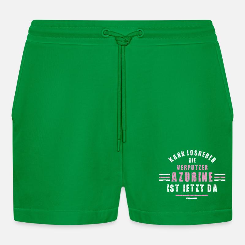Plasterer Trainee Training Apprenticeship Plasterer - Organic Relaxed Cropped Shorts Made in EU - City Green