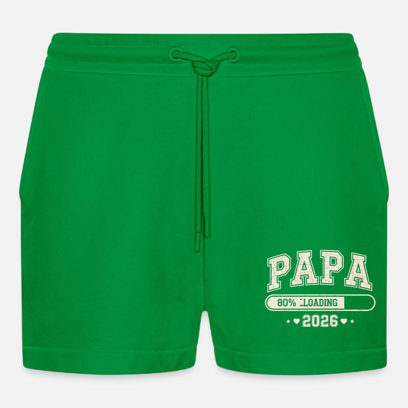 Papa 2026 Loading Werdender Papa - Organic Relaxed Cropped Shorts Made in EU - City Green
