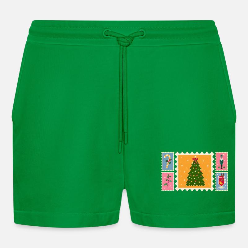 Weihnachtsbaum im Briefmarkenstil - Organic Relaxed Cropped Shorts Made in EU - City Green