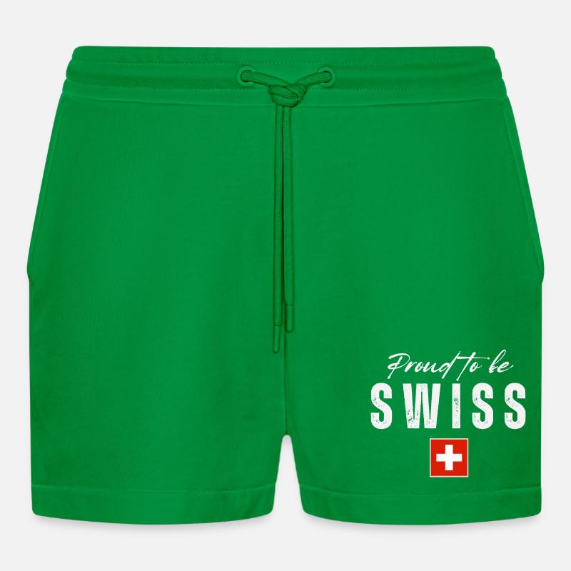 Schweizer Pride, Schweizer Flagge - Organic Relaxed Cropped Shorts Made in EU - City Green