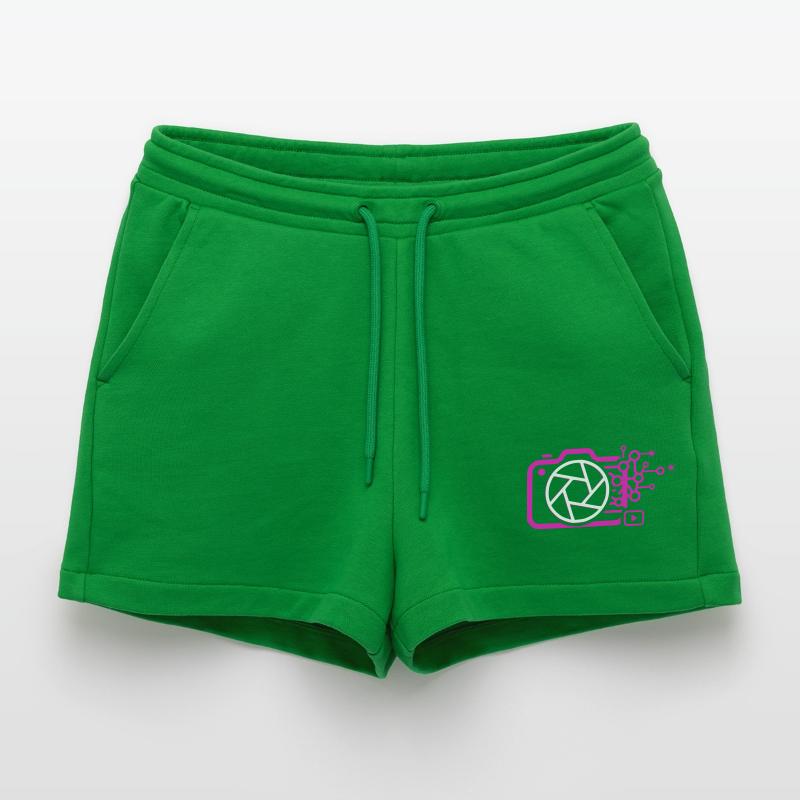 Digital Camera AI Art Tech Vector Organic Relaxed Cropped Shorts Made in EU