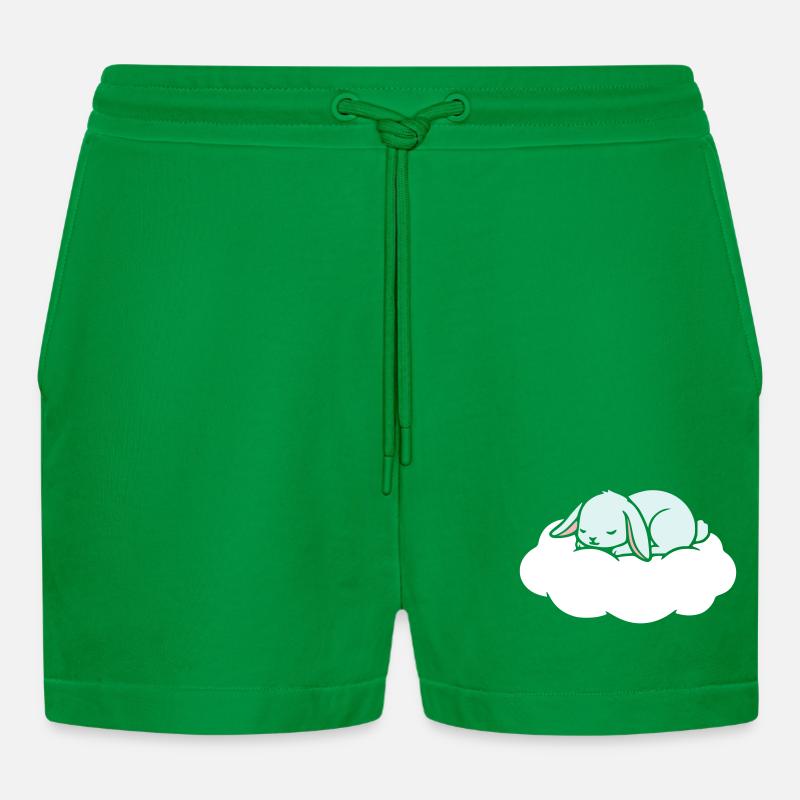 Sleeping Rabbit on Cloud Dream - Organic Relaxed Cropped Shorts Made in EU - City Green