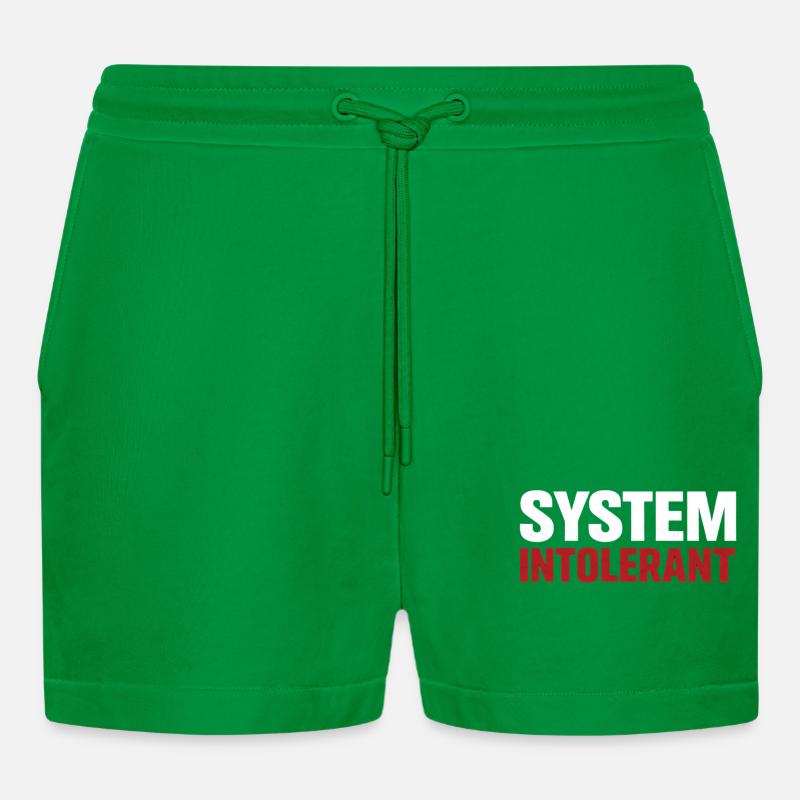 System Intolerant – Starkes Statement Design - Organic Relaxed Cropped Shorts Made in EU - City Green