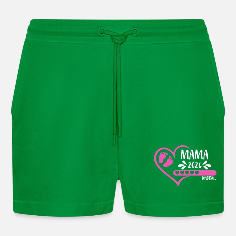 Mama 2026 loading Herz Version Mädchen pink rosa - Organic Relaxed Cropped Shorts Made in EU - City Green