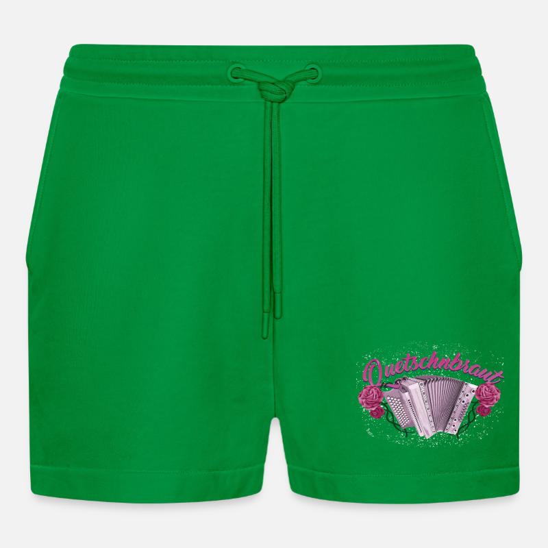 Squeeze Bride - Harmonica with Roses - Organic Relaxed Cropped Shorts Made in EU - City Green