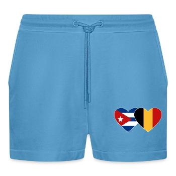 Cœur du drapeau de Cuba Belgique - Short bio décontracté court fabriqué en UE -  Sol Blue - Devant