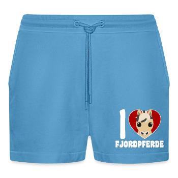 I love fjord horses - Organic Relaxed Cropped Shorts Made in EU -  Sol Blue - Front