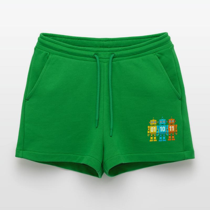 Robot 01 10 11 – Binary Sci-Fi Design Organic Relaxed Cropped Shorts Made in EU