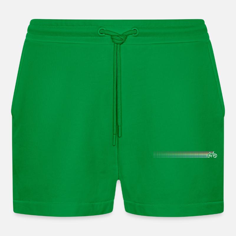 Gradient Barcode Sunset - Organic Relaxed Cropped Shorts Made in EU - City Green