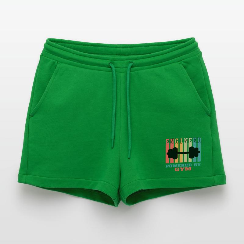 Funny Engineer Powered by Gym Tshirt for Engineers Organic Relaxed Cropped Shorts Made in EU
