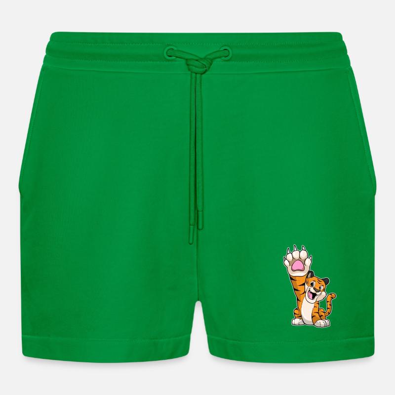 Tiger lustig High five - Organic Relaxed Cropped Shorts Made in EU - City Green