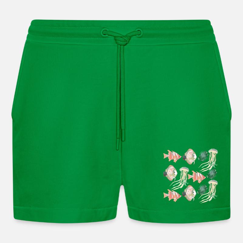 SEALIFE PATTERN - Organic Relaxed Cropped Shorts Made in EU - City Green