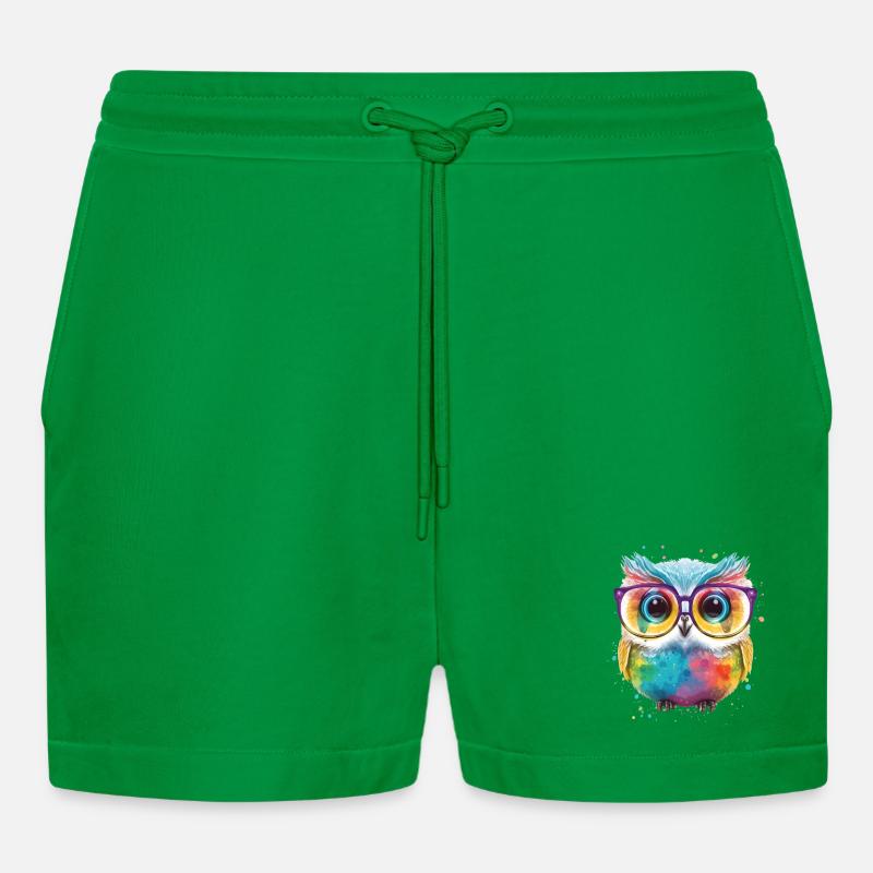 Bunte Brillen Eule - Organic Relaxed Cropped Shorts Made in EU - City Green