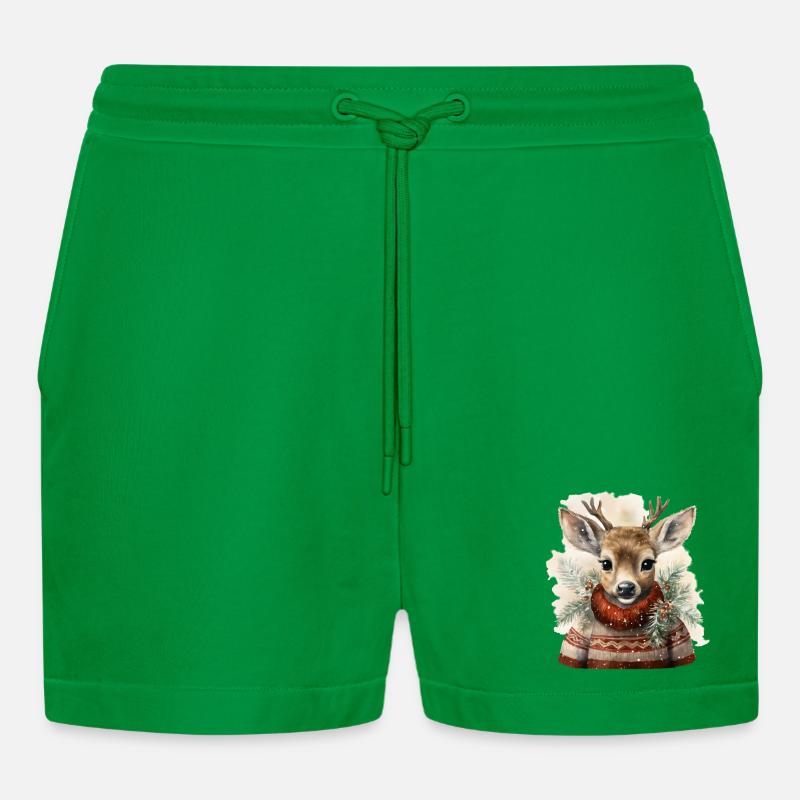 Hirsch im Winterpullover - Organic Relaxed Cropped Shorts Made in EU - City Green