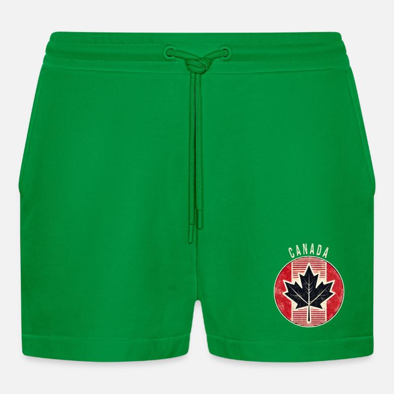 Canada maple leaf design - Organic Relaxed Cropped Shorts Made in EU - City Green