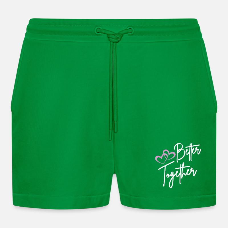 Better Together Script Hearts - Short bio décontracté court fabriqué en UE - City Green