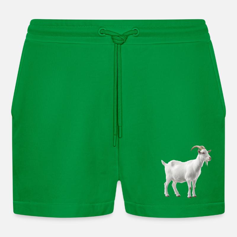 Weiße Bergziege Portrait - Organic Relaxed Cropped Shorts Made in EU - City Green