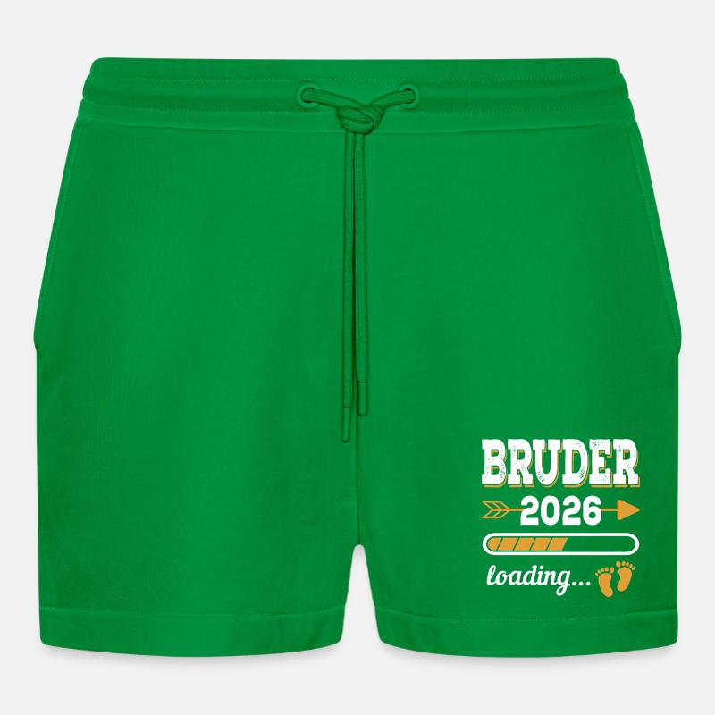 Bruder 2026 Loading werdende Geschwister Geschenk - Organic Relaxed Cropped Shorts Made in EU - City Green