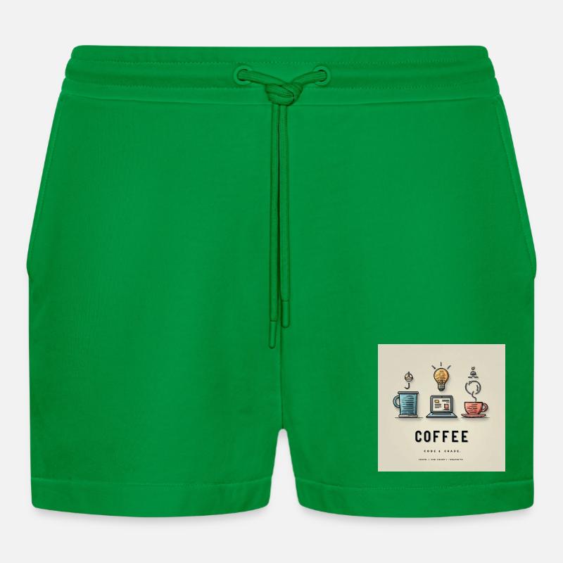 Coffee Code Design - Organic Relaxed Cropped Shorts Made in EU - City Green