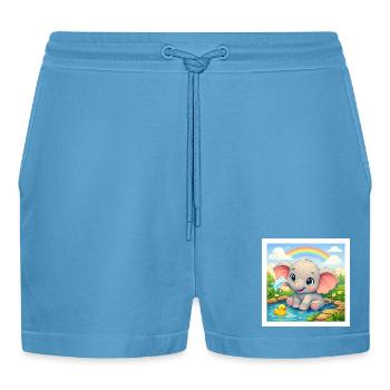 Elli the Elephant - Organic Relaxed Cropped Shorts Made in EU -  Sol Blue - Front