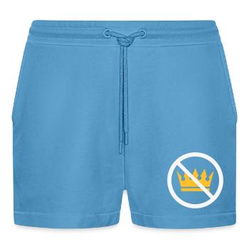 Keine Könige! (Protestschild / NEG 2C) - Organic Relaxed Cropped Shorts Made in EU -  Sol Blue - Vorne