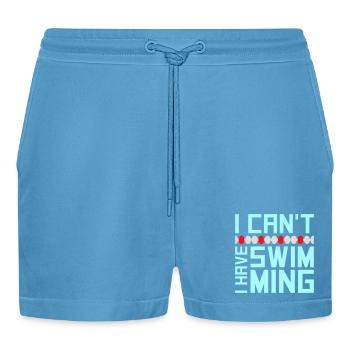 I Can't I Have Swimming Lustig Schwimmer Ausrede - Organic Relaxed Cropped Shorts Made in EU -  Sol Blue - Vorne