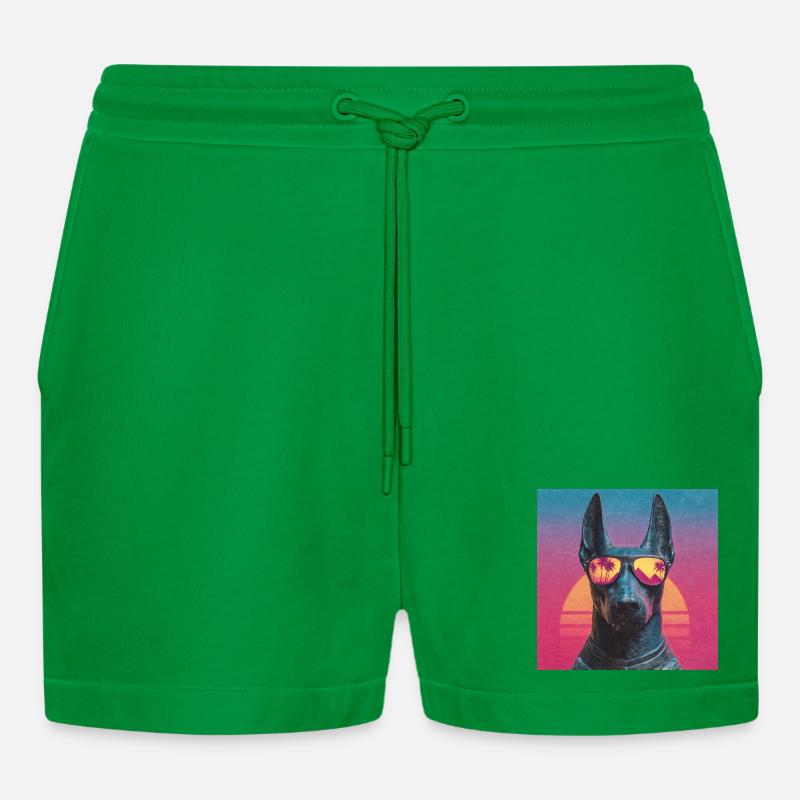 Anubis Synthwave - Gott auf Urlaub - Organic Relaxed Cropped Shorts Made in EU - City Green