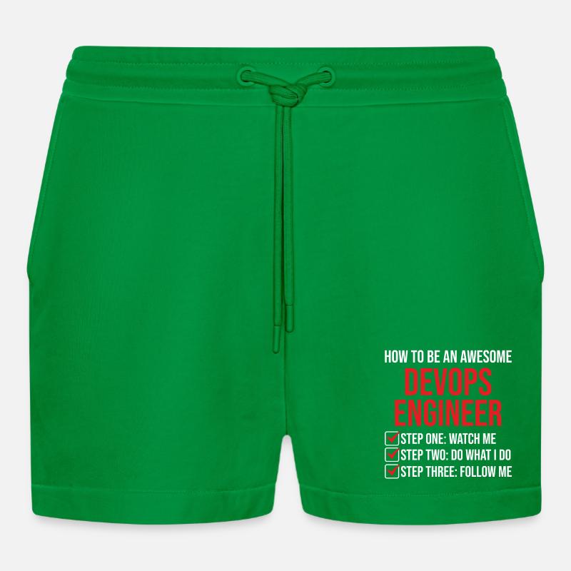 DevOps Engineer Motivation Quote T-Shirt - Organic Relaxed Cropped Shorts Made in EU - City Green