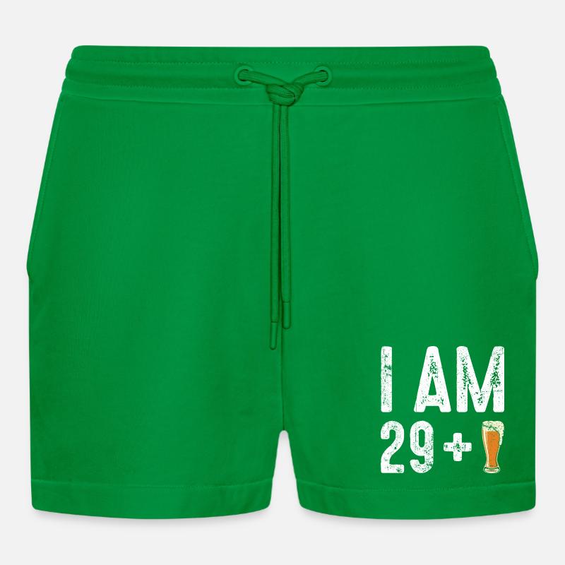 Ich bin 29 plus Bier - Organic Relaxed Cropped Shorts Made in EU - City Green