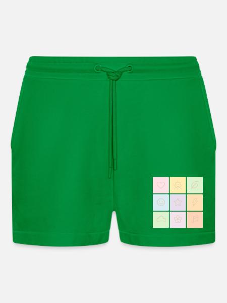 Pastel Bento Vibes - Organic Relaxed Cropped Shorts Made in EU - City Green
