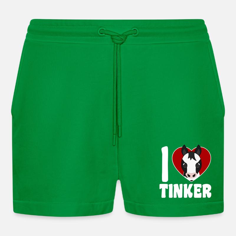 Ich liebe Tinkerpferde - Herz - Organic Relaxed Cropped Shorts Made in EU - City Green