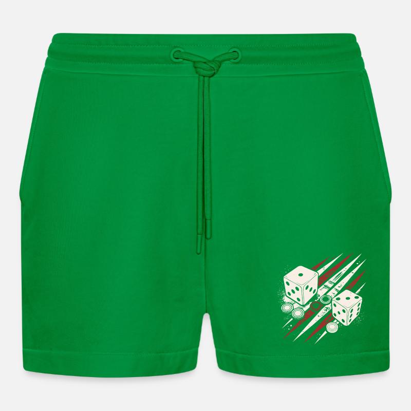 Backgammon | Board Game | Gift - Organic Relaxed Cropped Shorts Made in EU - City Green
