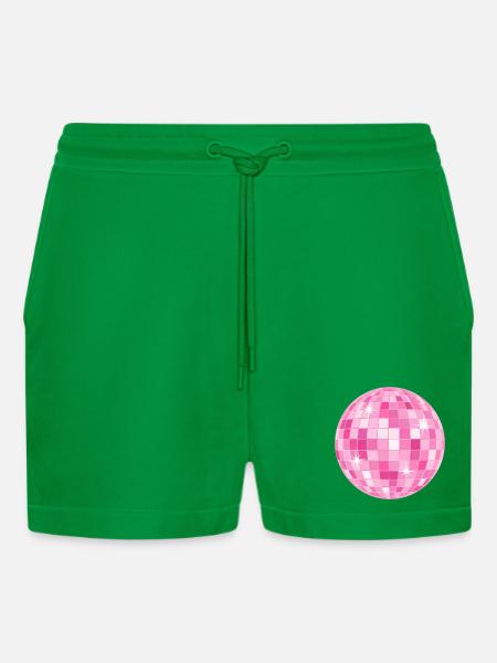 Bright Pink Disco Ball - Organic Relaxed Cropped Shorts Made in EU - City Green