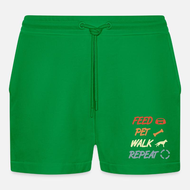 Feeding, petting, performing, repeating - Organic Relaxed Cropped Shorts Made in EU - City Green