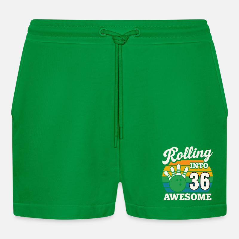 Rétro Bowling 36e anniversaire Graphique - Short bio décontracté court fabriqué en UE - City Green