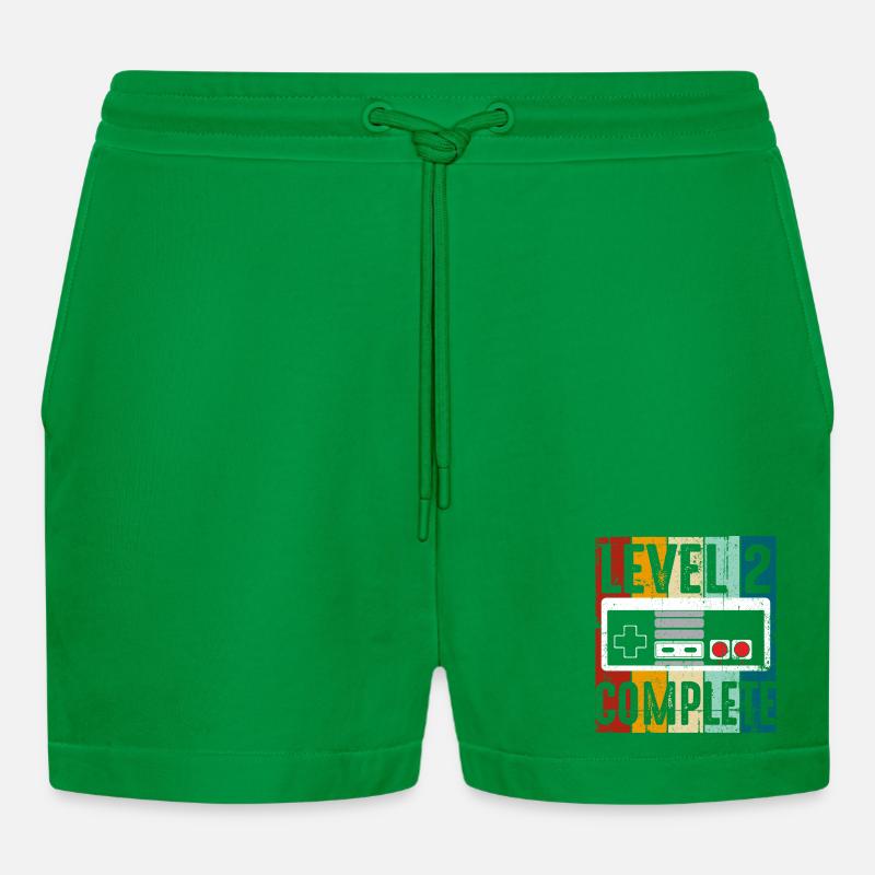 Level 2 Complete Retro Console - Organic Relaxed Cropped Shorts Made in EU - City Green