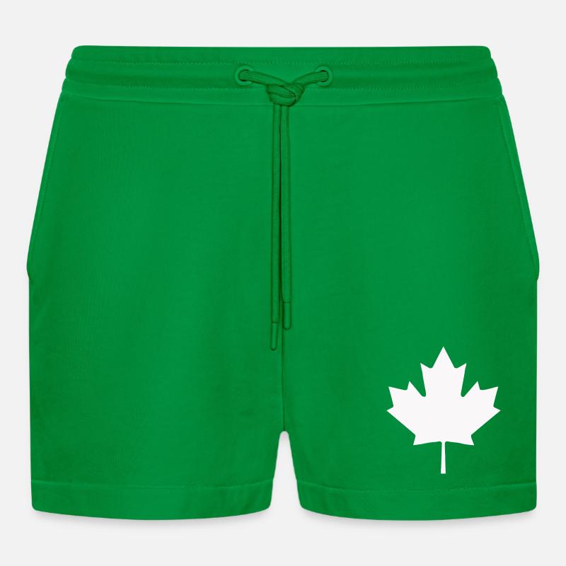 Kanada Blatt Silhouette - Organic Relaxed Cropped Shorts Made in EU - City Green